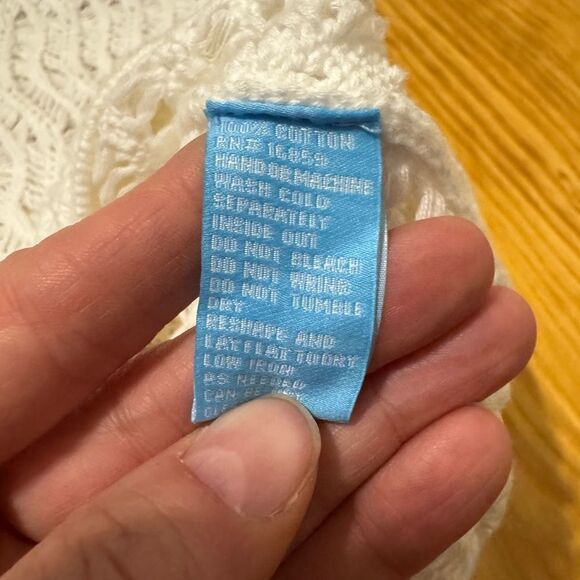 J McLaughlin Sweater Womens Medium White Crochet Knit Boho 100% Cotton - Picture 7 of 8